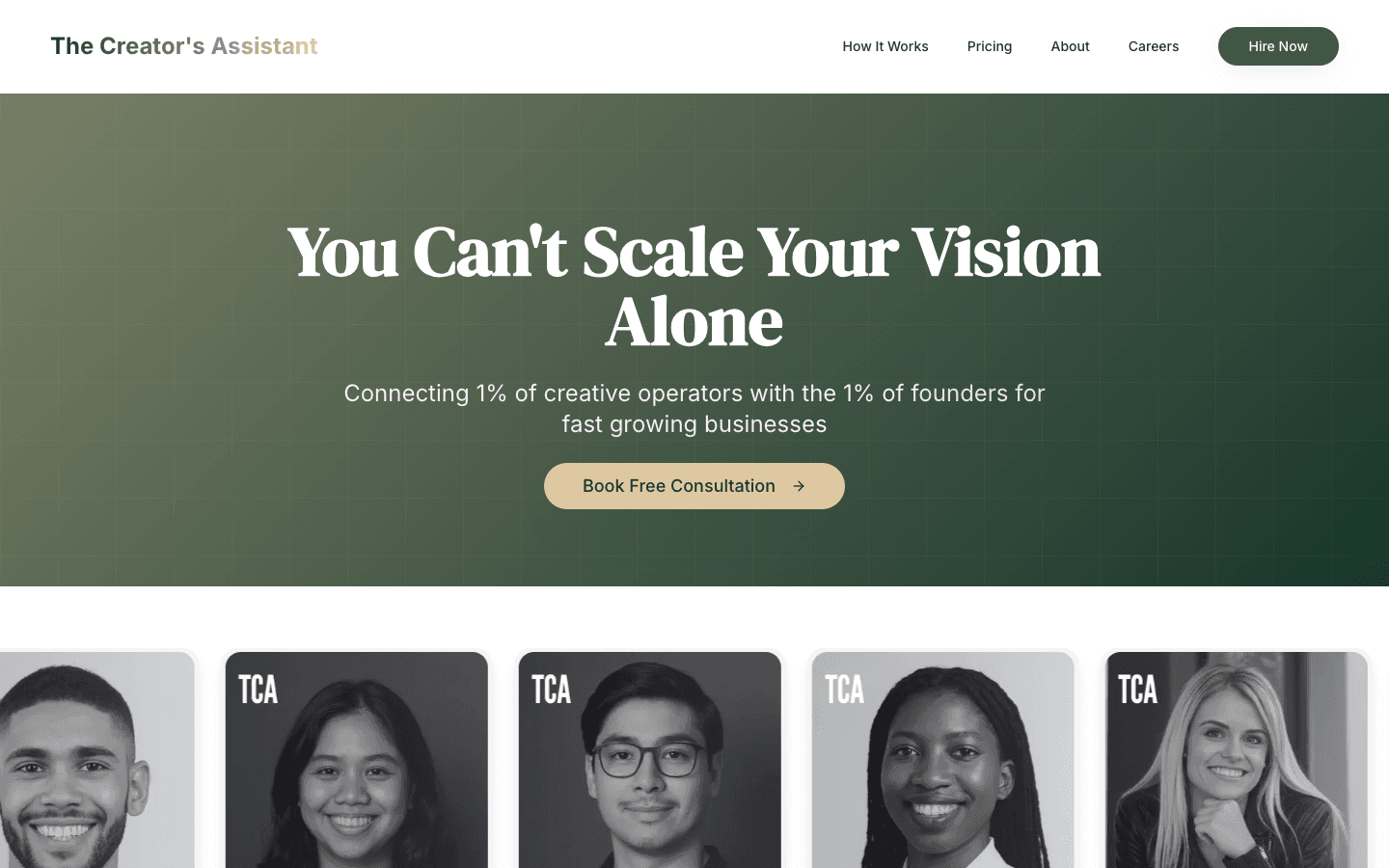 The Creator's Assistant homepage screenshot